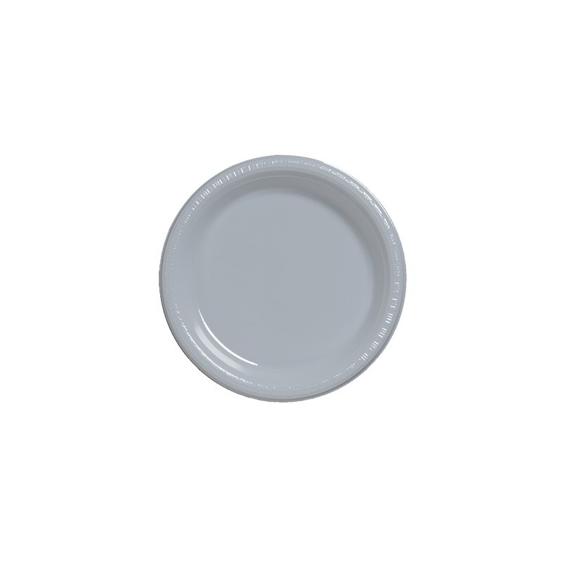 Plate-Plastic-Shimmering Silver-7 inch-20 count