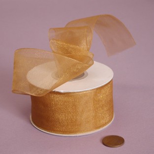 Ribbon - Sheer - 1.5inx25yd - Old Gold