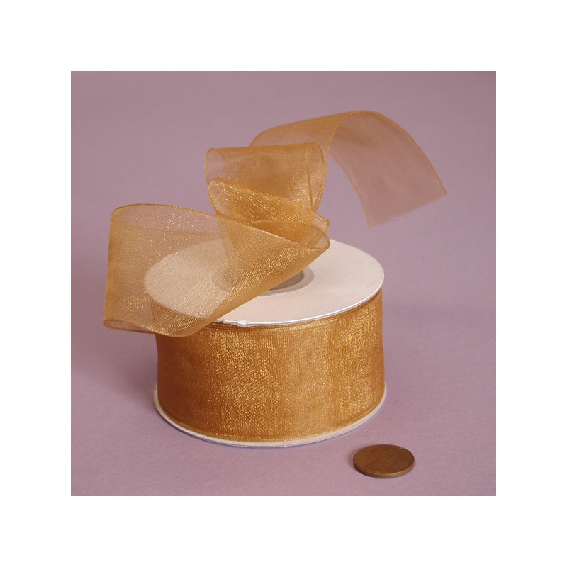 Ribbon - Sheer - 1.5inx25yd - Old Gold