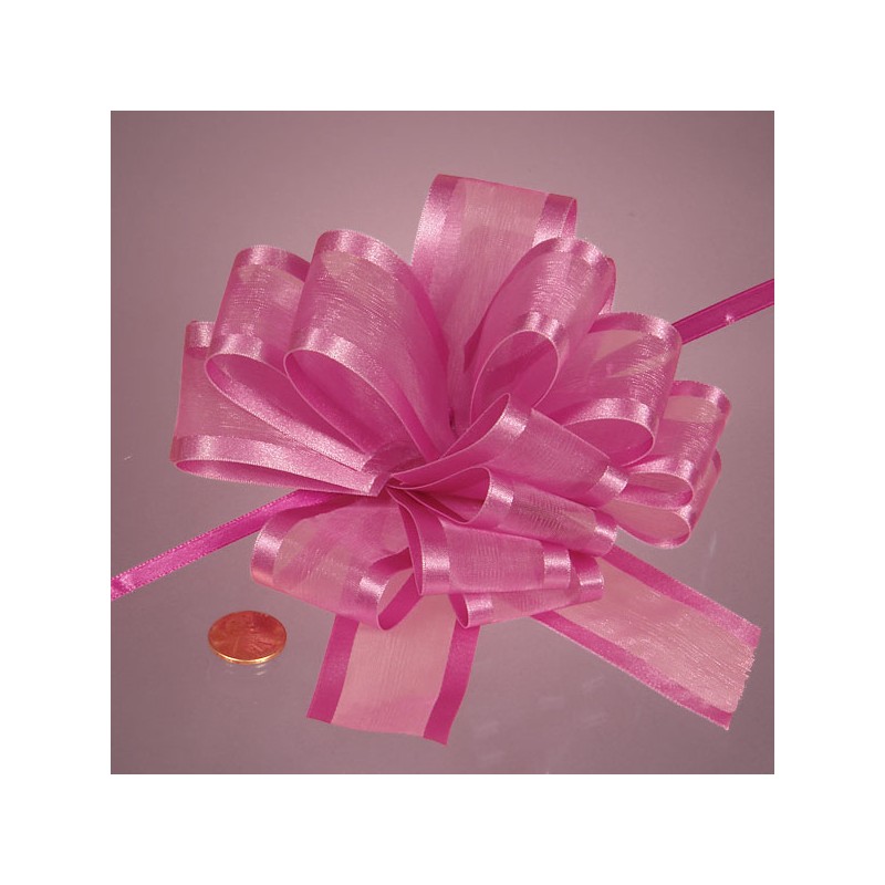 Bow - Pull - Sheer - 4in - Hot Pink