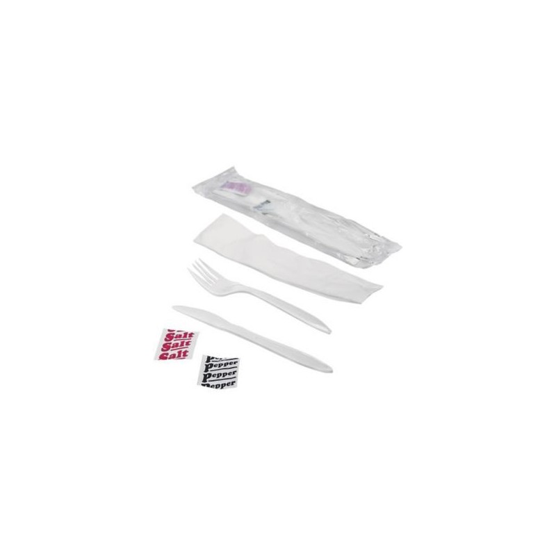 Cutlery - White Packaged - F/K/S&P/Nap - 25pk