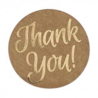 SEALS-KRAFT W/GOLD THANK YOU-1.5 INCH-ROUND