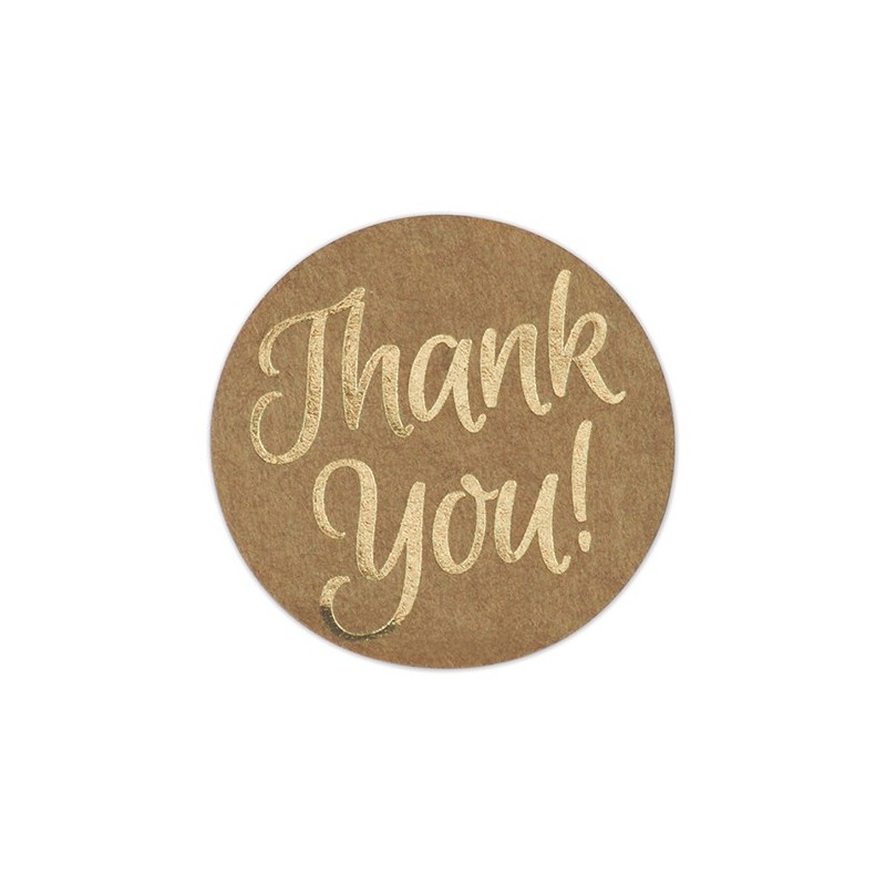SEALS-KRAFT W/GOLD THANK YOU-1.5 INCH-ROUND